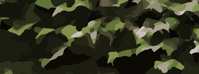 Dense Jungle Camouflage Vector Pattern With Olive Green, Khaki, and Dark Brown Leaf Shapes. Seamless Camouflage Background With Abstract Forest Leaves in Earth Tones for Military and Outdoor Designs