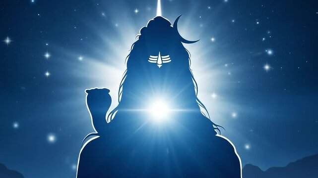 Silhouette of Lord Shiva with Celestial Background.