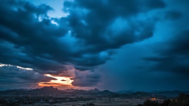 Dramatic Sunset Over Hillscape.