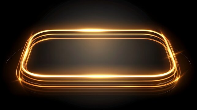Golden glowing rectangular frame on dark background