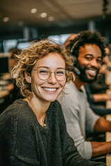 Neurodiversity hiring program promoting inclusivity and collaboration among diverse teams at a bustling office environment