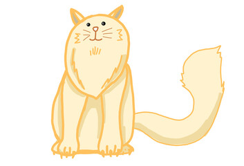 Cute cartoon cat with playful expression, ideal as a design element in PNG format with transparent background for decoration.
