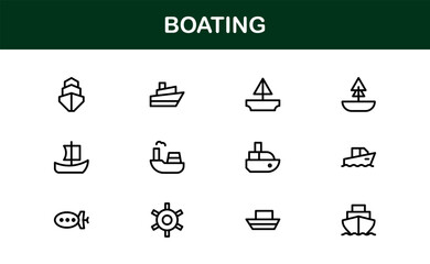Obraz premium Boating Modern Professional Line Icon Collection Featuring Clean Minimal Design