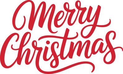 Festive Red Merry Christmas Calligraphy, Elegant Hand-Lettered Holiday Greeting Design