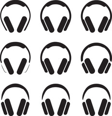 Obraz premium Headphone Vector Art Compilation Sleek Audio Accessories Illustration, a clean minimalist graphic design featuring traced EPS for modern creative projects.