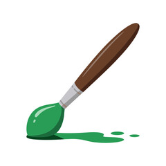 Artistic Impression: A vibrant paintbrush, laden with green paint, leaves a colorful trail, inviting creativity and artistic expression.