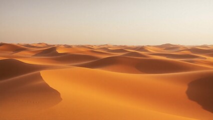 Vast Desert Landscape With Rolling Sand Dunes Under a Clear Sky
