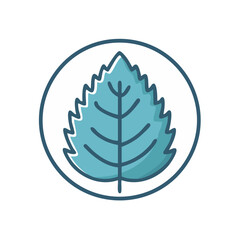 Mint leaf icon Teal herbal ingredient in circle frame Vector flat design