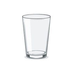 Empty Transparent Glass Beverage Container Illustration Simple Style Kitchenware Minimal Isolated Drinkware Single Tumbler Object Design