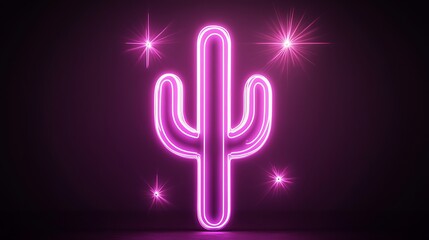 Neon pink cactus graphic on dark background