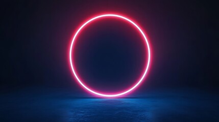 Neon pink circle on dark blue floor