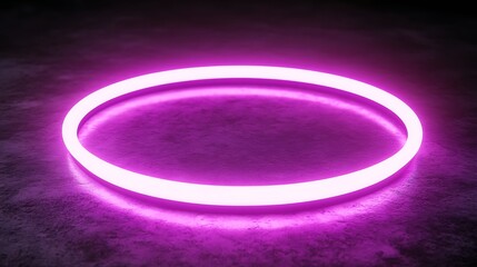 Neon pink circle on dark floor