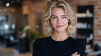 A confident young woman running her beauty salon
