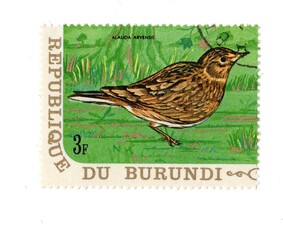 A vintage postage stamp from Burundi isolated on a white background.