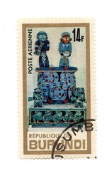 Obraz premium A vintage postage stamp from Burundi isolated on a white background.