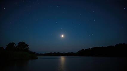 Luminous full moon lighting up the night
