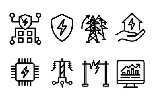 Electrifying symbols representing energy efficiency, power generation, and technology in a modern context