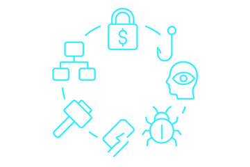 Obraz premium Understanding cybersecurity concepts through visual symbols representing threats and best practices