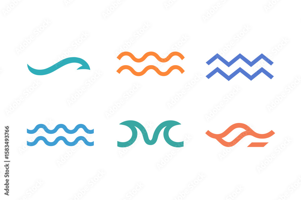 Poster creative wave patterns displayed in various styles and colors for digital design