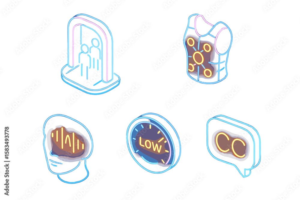 Poster visual representation of interactive technology elements showcasing user interface design concepts i