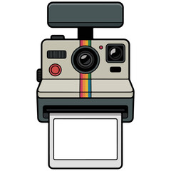 Fototapeta premium Camera with Photo Output, vintage camera and Instant print vector.