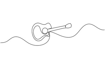 Continuous one line guitar drawing vector simple outline musical instrument minimalist style