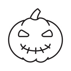Traditional Halloween jack-o’-lantern icon with carved spooky face. A symbol of October festivity and fright. Outline icons Collection. editable stroke. vector illustration
