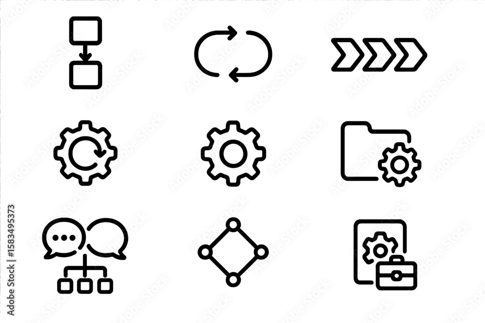 Poster dark mode interface icons for workflow and configuration