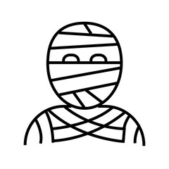 Mummy icon wrapped in bandages. Great for ancient horror, Halloween, or monster-themed illustrations. Outline icons Collection. editable stroke. vector illustration
