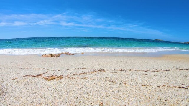 White pebbles and turquoise water in famous Is Arutas beach. Sardinia