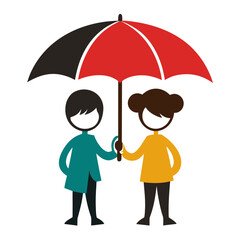 boy and girl under umbrella