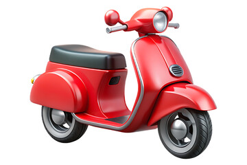 Shiny red vintage scooter with black seat vehicle transportation