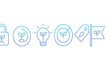 Innovative icons representing sustainability, growth, and eco-friendly practices in a modern design
