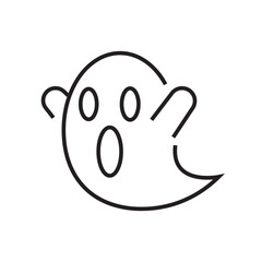 Outline icon of a floating surprised ghost. Great for horror themes, scary content, or Halloween party designs. Outline icons Collection. editable stroke. vector illustration. 