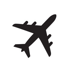 Obraz premium Minimalist Airplane Silhouette Flat Design Icon for Travel, Transportation, and Aviation Projects – Stock Vector Illustration