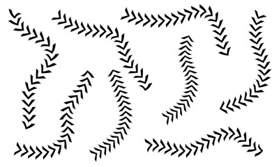 Obraz premium Wavy Curved Arrows Set – Hand Drawn Style Illustration on white background.