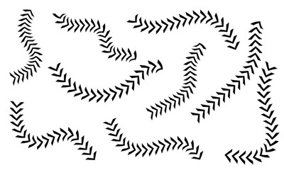 Obraz premium Wavy Curved Arrows Set – Hand Drawn Style Illustration on white background.