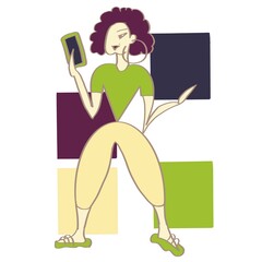fashionista blogger in trendy pantone colors woman, shopping, fashion, bag, illustration, vector, cartoon, shop, lady, sale, beauty