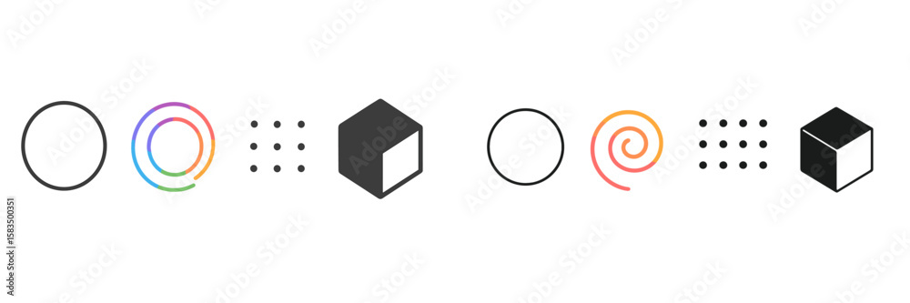 Poster symbolic representation of geometric shapes in a minimalist design focusing on color gradients and f