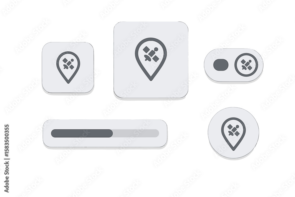 Aufkleber map markers and ui elements designed for navigation applications during daytime use