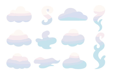 Soft pastel clouds and whimsical shapes create a dreamy atmosphere in a minimalistic design layout