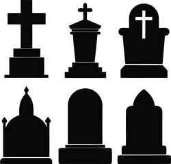 A vector illustration of a peaceful cemetery with gravestones and crosses reaching towards the sky