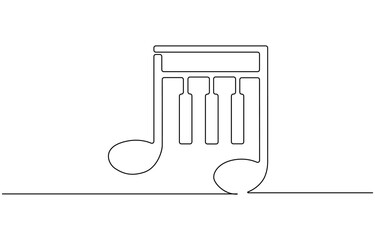 Piano continuous one line vector drawing. Pianoforte hand drawn, piano for orchestra. Musical instrument concept single line. Editable outline.