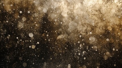Obraz premium Abstract gold dust particles floating in dark space creates dreamy and magical atmosphere