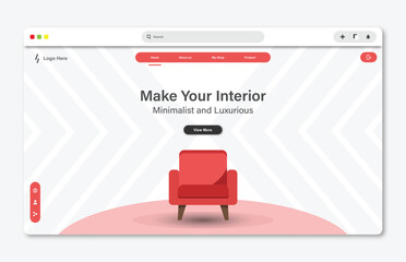 Chair store website landing page. Graphical user interface for website page