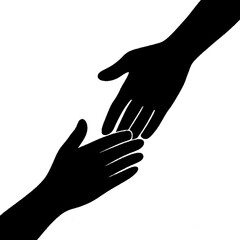 Explore a striking silhouette of helping hands symbolizing support. Perfect for charity campaigns, community projects, and social service designs. High-quality vector art with a minimalist, emotional 