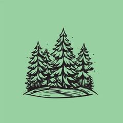 Pine Forest Or Forest Silhouette Concept