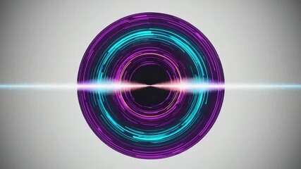 Abstract swirling vortex glows with neon pink and blue rings against a neutral background radiating cosmic energy - Powered by Adobe