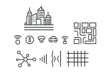 Fototapeta premium Modern urban technology symbols representing smart city concepts and digital connectivity