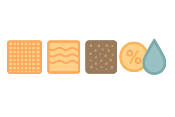 Textures and shapes representing various materials and elements in a creative design concept